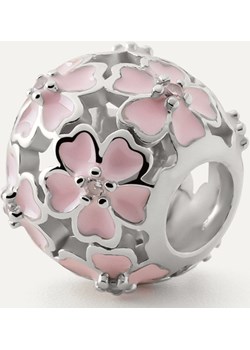 Ażurowa kulka typu beads z różowymi kwiatami, srebro 925 pokryte platyną Giorre GIORRE - kod rabatowy