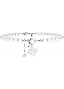 Perłowy choker z gotycką literą M, srebro 925 w pokryciu platyną Giorre GIORRE - kod rabatowy