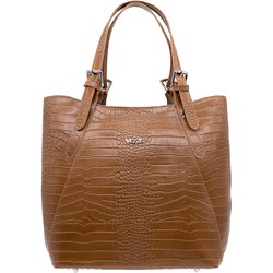 Shopper bag brązowa lakierowana do ręki  - zdjęcie produktu