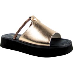 Klapki damskie złote skórzane casual  - zdjęcie produktu