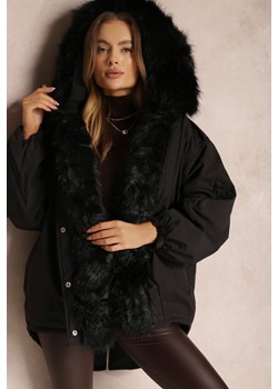 Czarna Kurtka Parka Oversize z Futerkiem Horelle Renee renee.pl okazyjna cena - kod rabatowy
