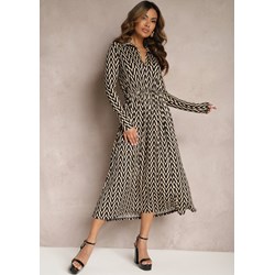 Sukienka Renee z dekoltem w serek z długimi rękawami rozkloszowana midi  - zdjęcie produktu