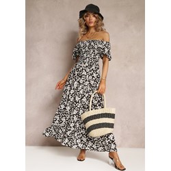 Sukienka Renee trapezowa maxi z krótkim rękawem z dekoltem typu hiszpanka bawełniana  - zdjęcie produktu