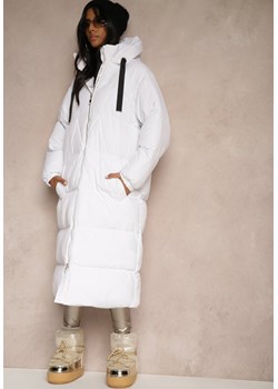 Biała Długa Kurtka Pikowana Płaszcz z Kapturem Serea Renee wyprzedaż renee.pl - kod rabatowy
