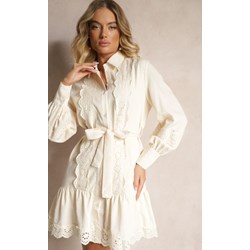 Sukienka Renee z długim rękawem koszulowa z paskiem wieczorowa  - zdjęcie produktu