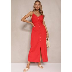 Sukienka Renee elegancka maxi z bawełny na ramiączkach z dekoltem w serek  - zdjęcie produktu