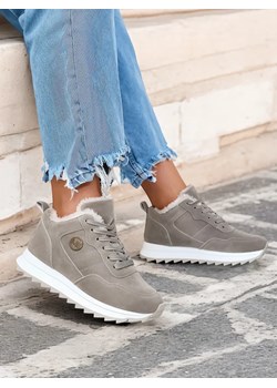 Royalfashion Szare buty sportowe damskie z ociepleniem Lahho Royalfashion.pl okazja royalfashion.pl - kod rabatowy