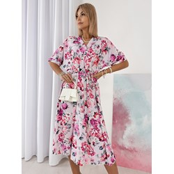 Sukienka wielokolorowa midi z krótkimi rękawami  - zdjęcie produktu