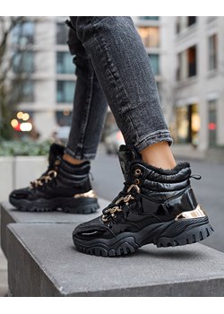 Czarne damskie sportowe buty zimowe a'la trapery Mertika - Obuwie Royalfashion.pl royalfashion.pl - kod rabatowy