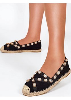 Czarne damskie espadryle z kryształkami Wamba - Obuwie Royalfashion.pl royalfashion.pl - kod rabatowy