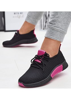 Czarne damskie buty sportowe z fuksjowymi wstawkami Keteti - Obuwie Royalfashion.pl promocja royalfashion.pl - kod rabatowy