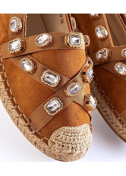 Damskie espadryle z kryształkami w kolorze camel Wamba - Obuwie Royalfashion.pl royalfashion.pl - kod rabatowy