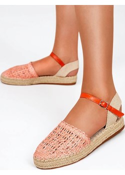 Pomarańczowe damskie espadryle z ażurową cholewką Triumf - Obuwie Royalfashion.pl   - kod rabatowy