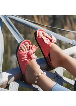 Różowe klapki z kokardką Summer Blow - Obuwie Royalfashion.pl   - kod rabatowy