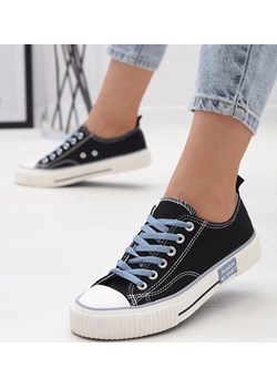 Czarne damskie sznurowane trampki Tasabba- Obuwie Royalfashion.pl wyprzedaż royalfashion.pl - kod rabatowy