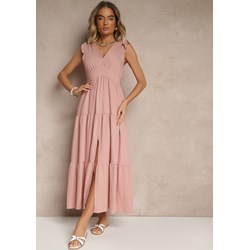 Sukienka Renee elegancka z wiskozy maxi w serek  - zdjęcie produktu