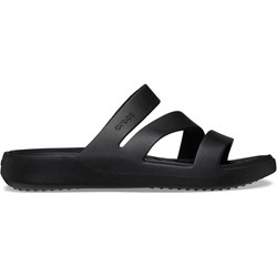 Klapki damskie Crocs casualowe czarne bez zapięcia z gumy na płaskiej podeszwie  - zdjęcie produktu