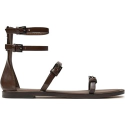 Sandały damskie Max Mara brązowe casual płaskie z klamrą  - zdjęcie produktu