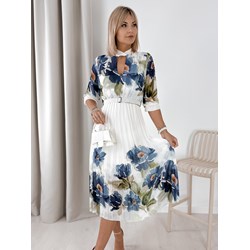 Sukienka wielokolorowa w kwiaty midi  - zdjęcie produktu