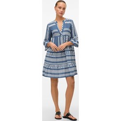 Sukienka niebieska Vero Moda na lato mini z długimi rękawami w serek bawełniana  - zdjęcie produktu