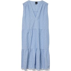 Sukienka niebieska Vero Moda z dekoltem v z bawełny mini na ramiączkach  - zdjęcie produktu