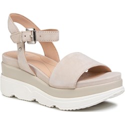 Sandały damskie Geox casualowe na średnim obcasie skórzane z klamrą gładkie  - zdjęcie produktu