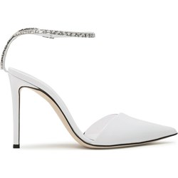 Białe czółenka Giuseppe Zanotti na wysokim obcasie z klamrą na szpilce eleganckie  - zdjęcie produktu