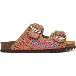 Klapki damskie Scholl brązowe letnie w nadruki  - zdjęcie produktu