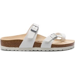 Klapki damskie Birkenstock bez wzorów białe płaskie  - zdjęcie produktu