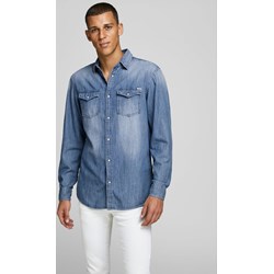 Koszula męska Jack & Jones z długim rękawem niebieska casualowa z klasycznym kołnierzykiem  - zdjęcie produktu