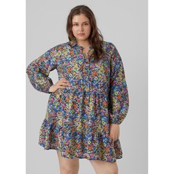 Wielokolorowa sukienka Vero Moda z długimi rękawami mini z dekoltem w serek trapezowa casual  - zdjęcie produktu