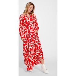Sukienka ONLY na uczelnię maxi w abstrakcyjnym wzorze z długim rękawem casual koszulowa  - zdjęcie produktu