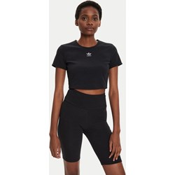 Bluzka damska Adidas z okrągłym dekoltem czarna z krótkim rękawem w sportowym stylu  - zdjęcie produktu