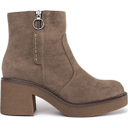 Botki Sergio Leone beżowe na zamek zamszowe eleganckie  - zdjęcie produktu