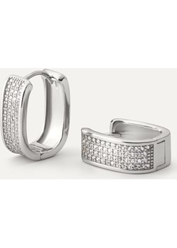 Kolczyki geometryczne huggie z cyrkoniami, srebro 925 pokryte platyną Giorre GIORRE - kod rabatowy