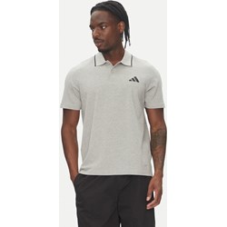 T-shirt męski szary Adidas sportowy z krótkim rękawem  - zdjęcie produktu