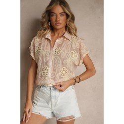 Koszula damska Renee w kwiaty casual z krótkimi rękawami z kołnierzykiem  - zdjęcie produktu