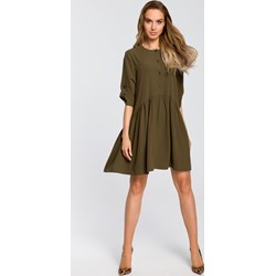 Sukienka zielona Moe elegancka mini z długim rękawem na co dzień oversize'owa  - zdjęcie produktu