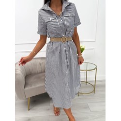Sukienka Modnakiecka.pl midi z dekoltem w serek z krótkimi rękawami casual  - zdjęcie produktu