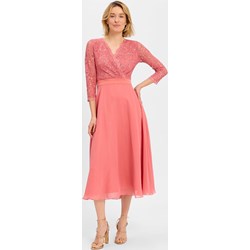 Swing sukienka z długim rękawem w serek midi  - zdjęcie produktu