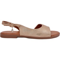 Sandały damskie złote Evento z klamrą płaskie eleganckie  - zdjęcie produktu