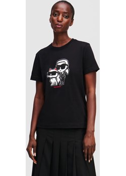 KARL LAGERFELD Czarny damski t-shirt Ikon Sketch Duo, Rozmiar XS Karl Lagerfeld promocyjna cena outfit.pl - kod rabatowy