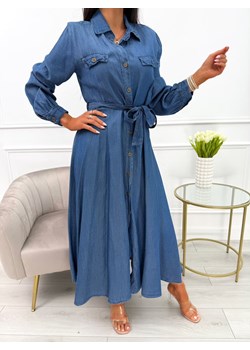 Ciemnogranatowa Sukienka z Paskiem Modnakiecka.pl ModnaKiecka.pl - kod rabatowy