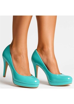 Miętowe czółenka szpilki na platformie /E3-2 8118 S175/ Pantofelek24 promocja pantofelek24.pl - kod rabatowy