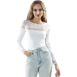 Bluzka damska biała Eldar casual z wiskozy z długim rękawem  - zdjęcie produktu