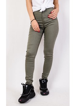 Zielone spodnie skinny jeans z wysokim stanem Olika promocja olika.com.pl - kod rabatowy