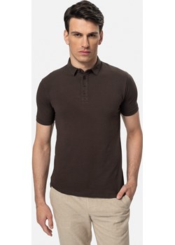 KOSZULKA POLO LIERMO BRĄZOWA Z BAWEŁNY TYPU JERSEY Recman Recman - kod rabatowy