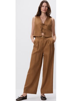 Reserved - Lniana kamizelka - brązowy Reserved Reserved - kod rabatowy