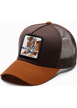 Czapka męska z daszkiem 113H - brązowa Edoti.com Edoti.com - kod rabatowy