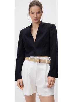 Reserved - Szorty z plecionym paskiem - biały Reserved Reserved - kod rabatowy